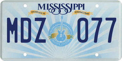 MS license plate MDZ077