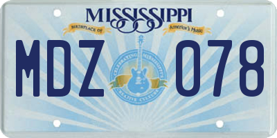 MS license plate MDZ078