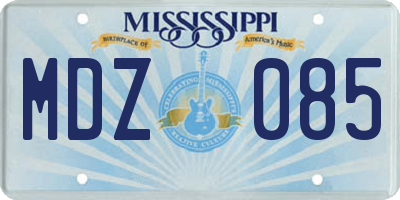 MS license plate MDZ085