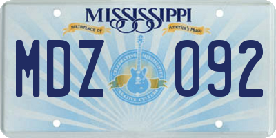 MS license plate MDZ092