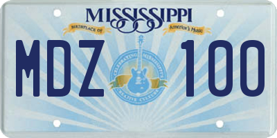 MS license plate MDZ100