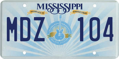 MS license plate MDZ104