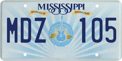 MS license plate MDZ105