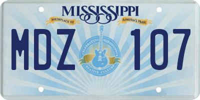 MS license plate MDZ107