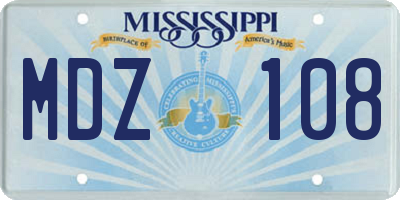 MS license plate MDZ108
