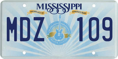 MS license plate MDZ109