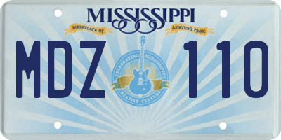 MS license plate MDZ110