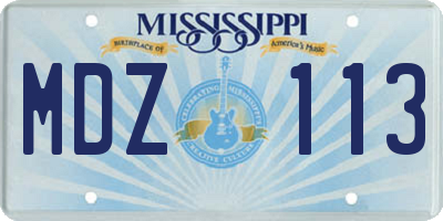 MS license plate MDZ113
