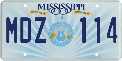 MS license plate MDZ114