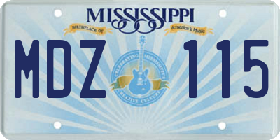 MS license plate MDZ115