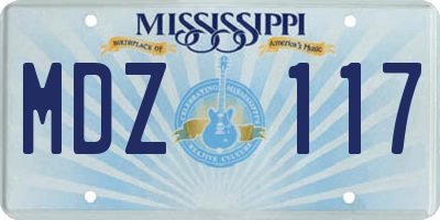 MS license plate MDZ117