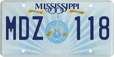 MS license plate MDZ118