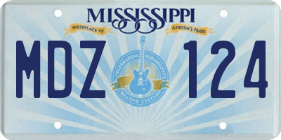 MS license plate MDZ124