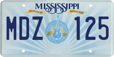 MS license plate MDZ125
