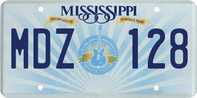 MS license plate MDZ128
