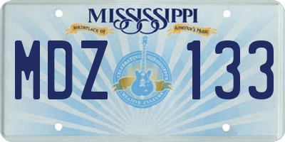 MS license plate MDZ133