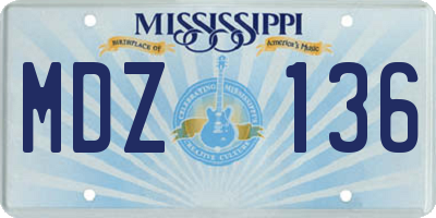 MS license plate MDZ136