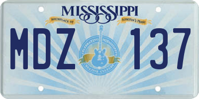 MS license plate MDZ137