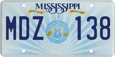 MS license plate MDZ138