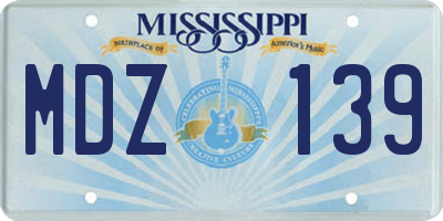 MS license plate MDZ139