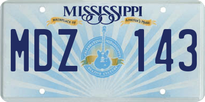 MS license plate MDZ143