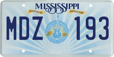 MS license plate MDZ193