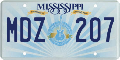 MS license plate MDZ207
