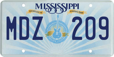 MS license plate MDZ209