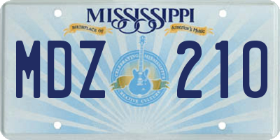 MS license plate MDZ210