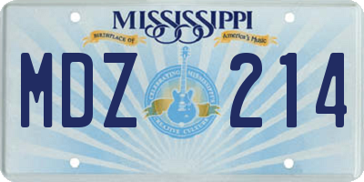 MS license plate MDZ214