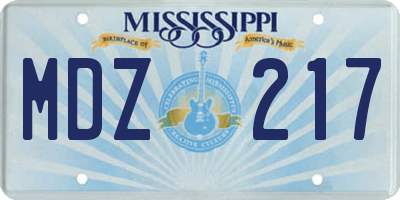 MS license plate MDZ217
