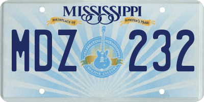 MS license plate MDZ232