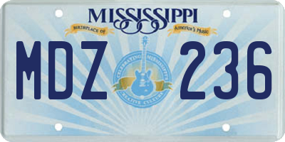 MS license plate MDZ236