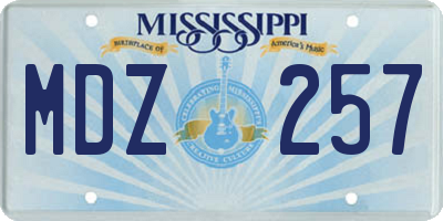 MS license plate MDZ257