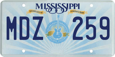 MS license plate MDZ259
