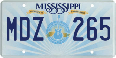 MS license plate MDZ265
