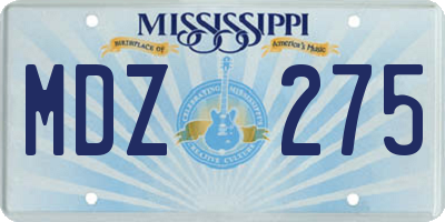 MS license plate MDZ275