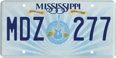 MS license plate MDZ277