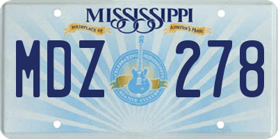 MS license plate MDZ278