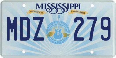 MS license plate MDZ279