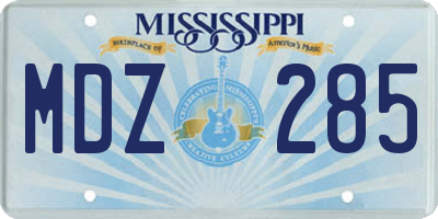 MS license plate MDZ285