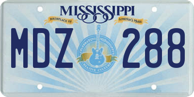 MS license plate MDZ288