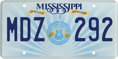 MS license plate MDZ292