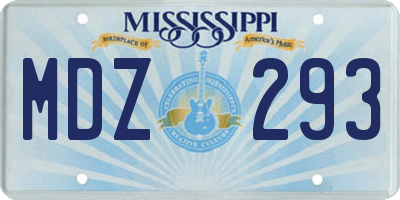MS license plate MDZ293
