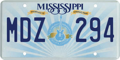 MS license plate MDZ294