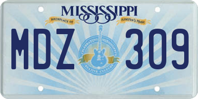 MS license plate MDZ309