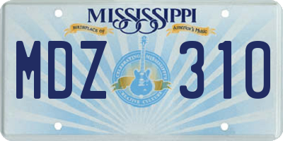 MS license plate MDZ310