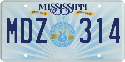 MS license plate MDZ314