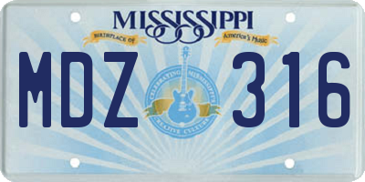 MS license plate MDZ316