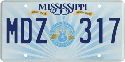 MS license plate MDZ317